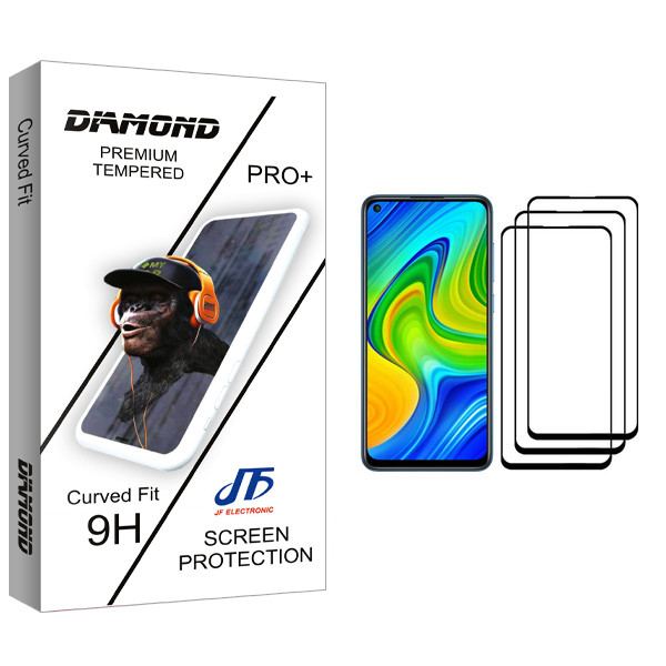 محافظ صفحه نمایش جی اف مدل Diamond glass مناسب برای گوشی موبایل شیائومی Redmi Note 9 بسته سه عددی