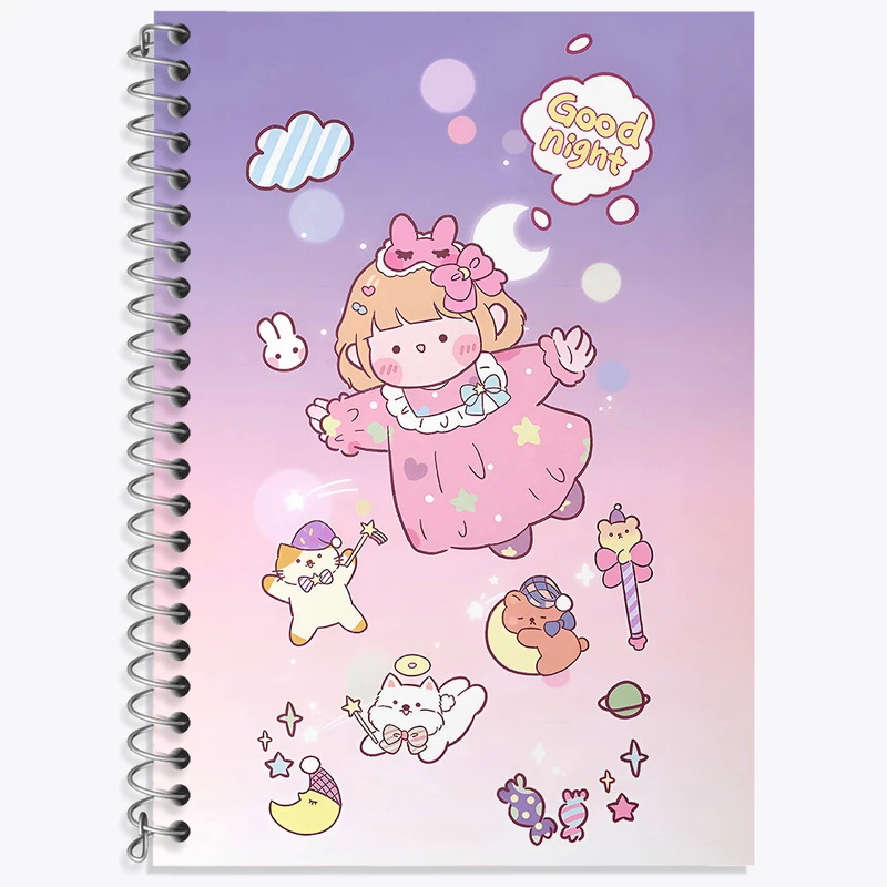 دفتر زبان 50 برگ خندالو مدل دو خط طرح دخترانه کیوت کد N3965