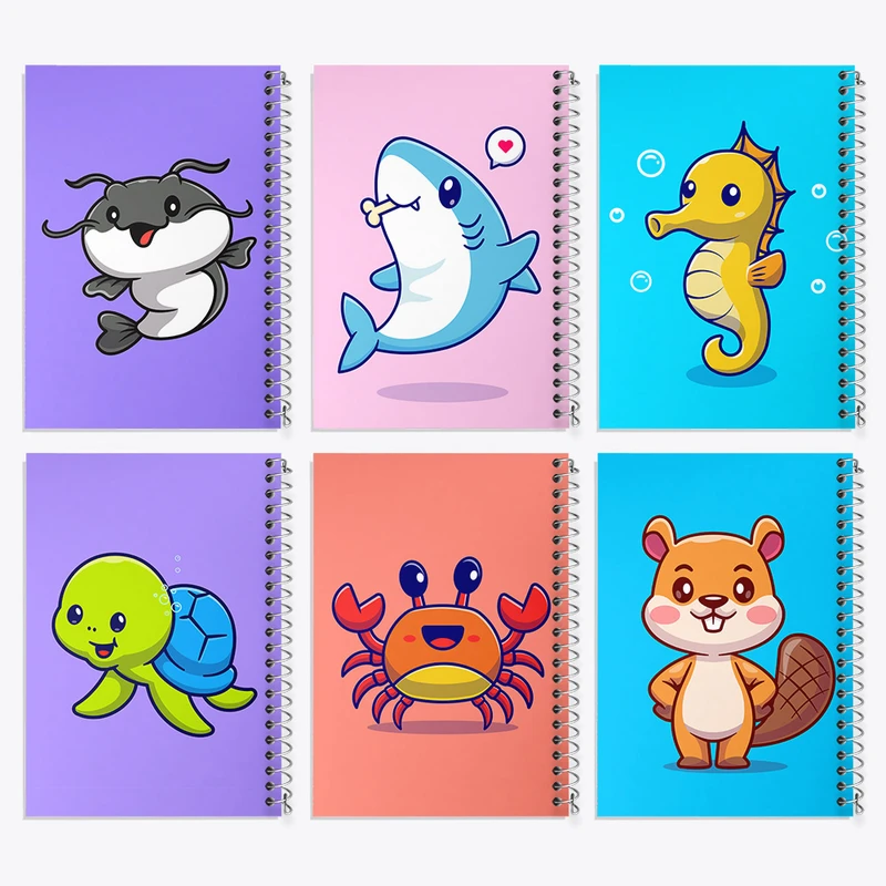 دفتر نقاشی 50 برگ خندالو طرح حیوانات بامزه کد 415 مجموعه 6 عددی