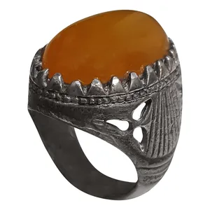 انگشتر نقره مردانه مدل عقیق یمنی AY2219