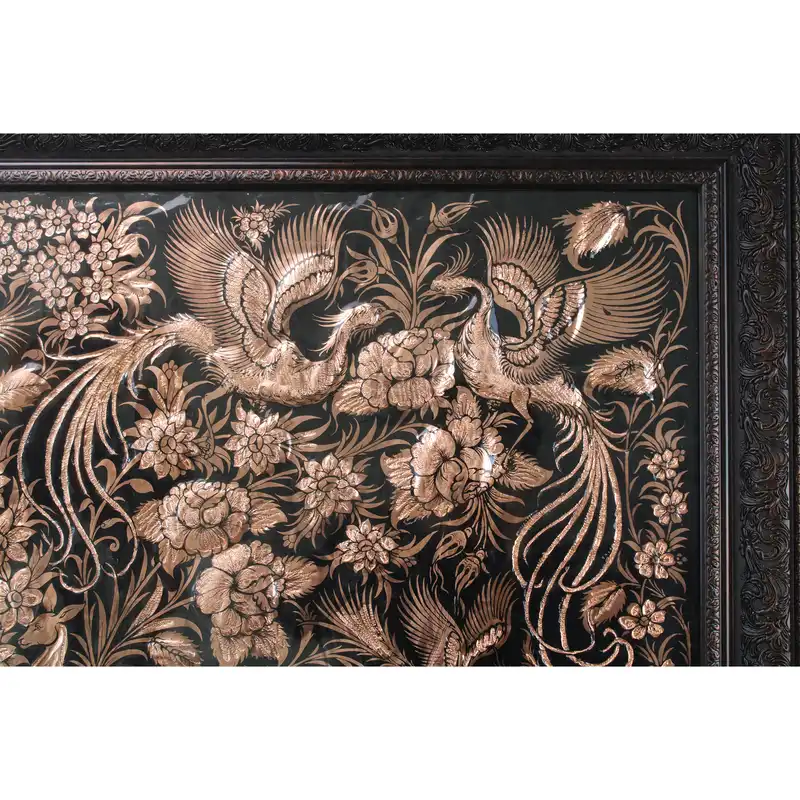 تابلو قلمزنی مدل گل و مرغ کد 101 bb