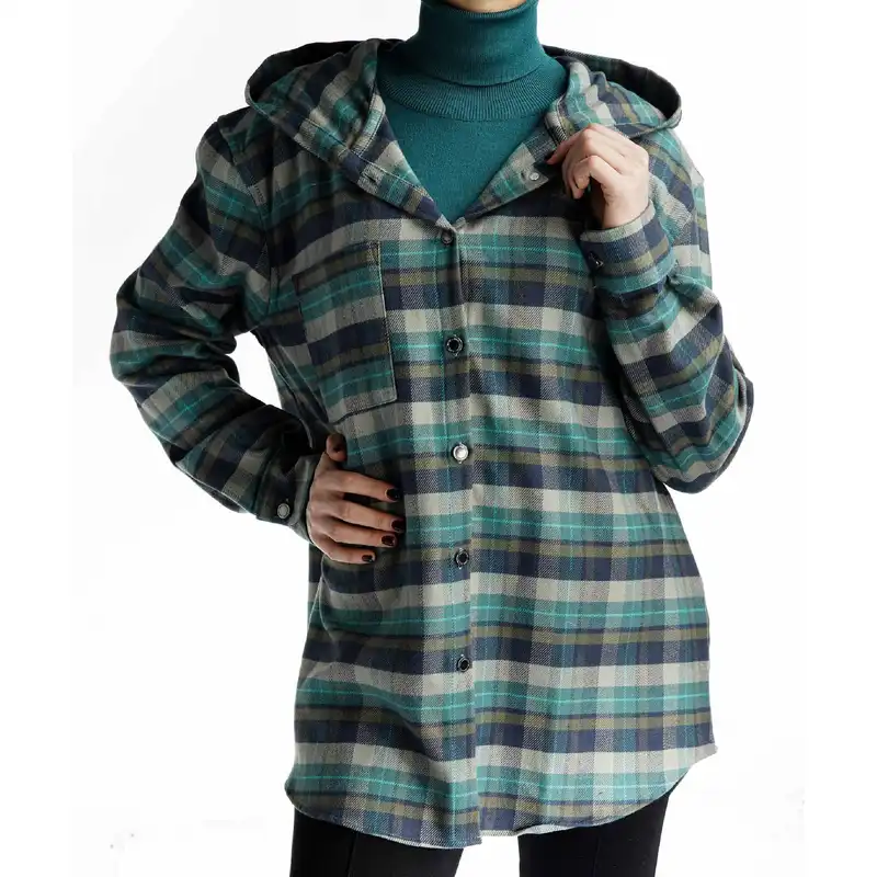 مانتو زنانه جوتی جینز مدل کلاهدار کد 166185 رنگ سبز