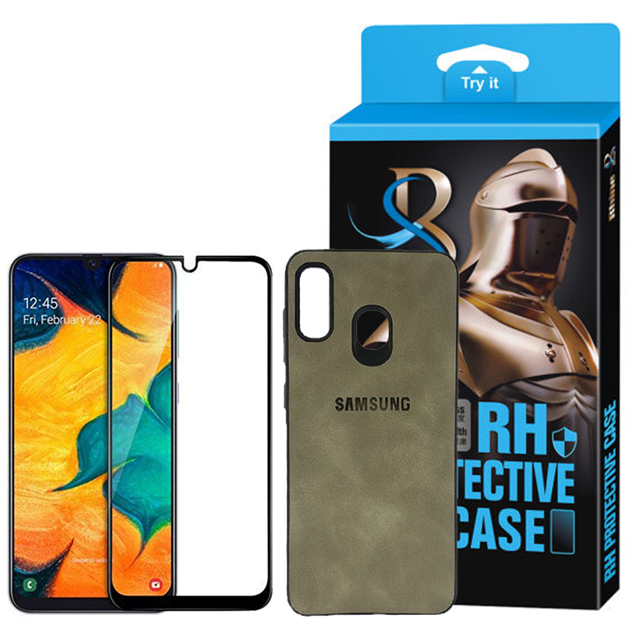 کاور راین مدل R9_Logo0 مناسب برای گوشی موبایل سامسونگ Galaxy A20 به همراه محافظ صفحه نمایش