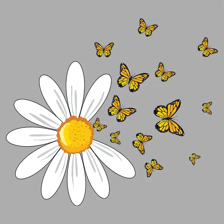 استیکر پارچه و لباس مدل دی تی اف طرح پروانه گل کد H20.74 مجموعه 3 عددی