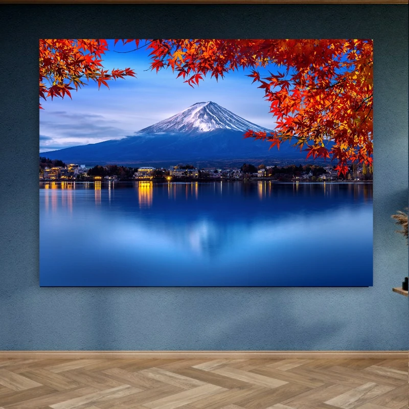 پوستر پارچه ای طرح مخمل کوه فوجی مدل درخت پاییزی کد FP1056715