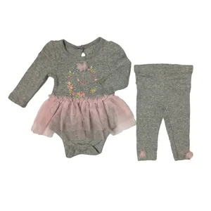 ست بادی و شلوار نوزادی دخترانه مدل E909