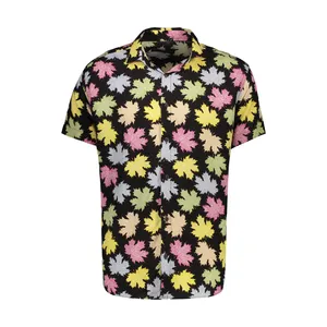 پیراهن آستین کوتاه مردانه مدل هاوایی برگ مو