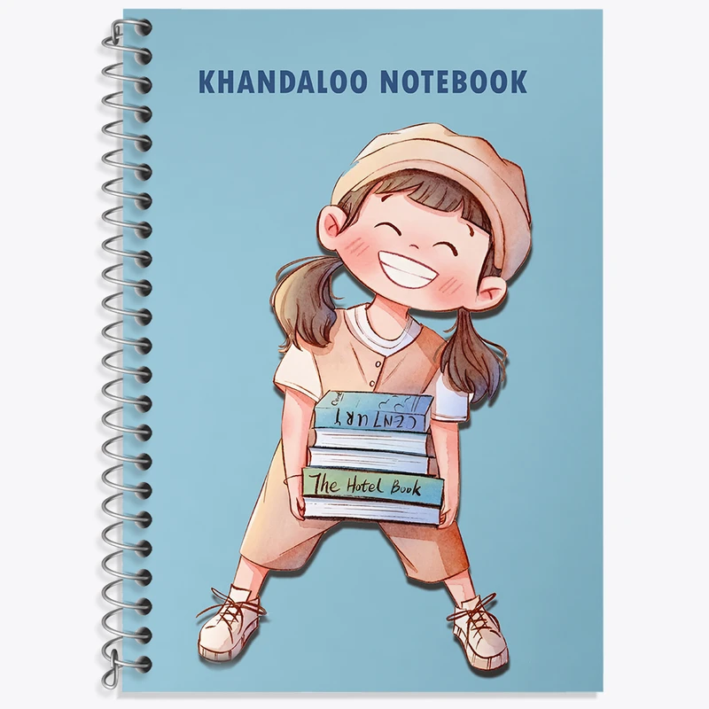 دفتر زبان 50 برگ خندالو مدل دو خط طرح دخترانه بامزه کد N5910