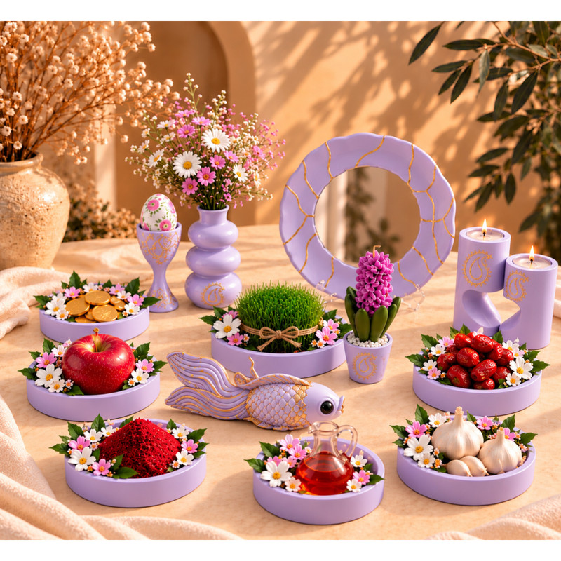 ست هفت سین طرح ترمه مجموعه 14 عددی