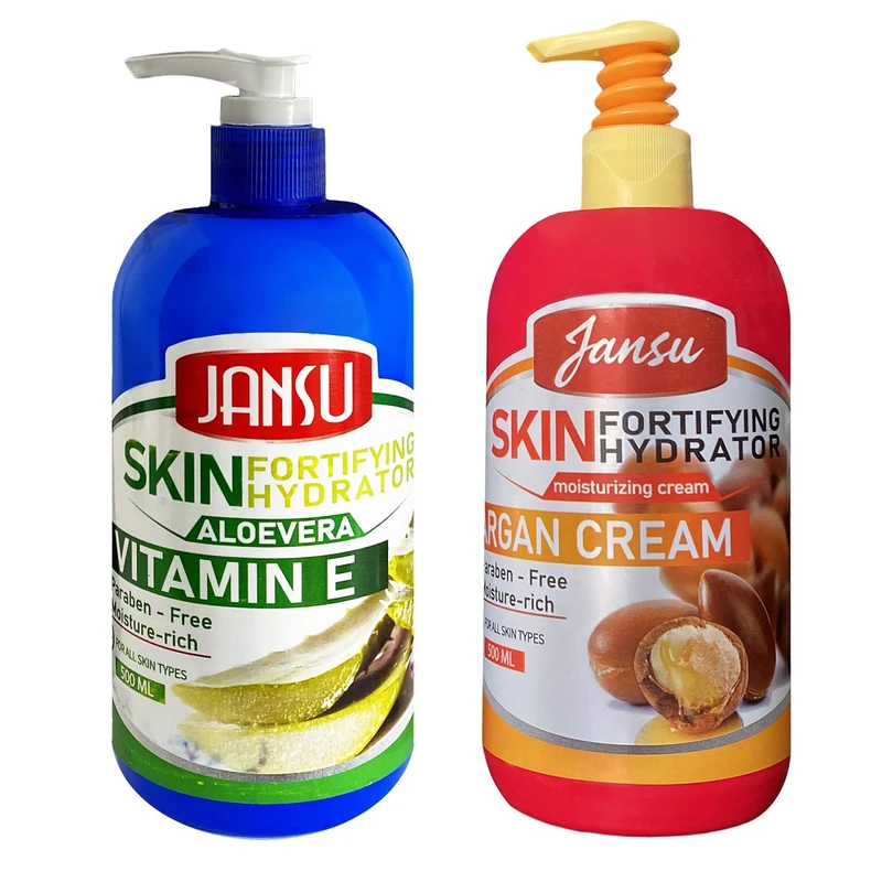 کرم مرطوب‌کننده دست و صورت جانسو مدل آرگان و آلوئه ورا مناسب برای انواع پوست حجم 500 میلی‌لیتر بسته 2 عددی