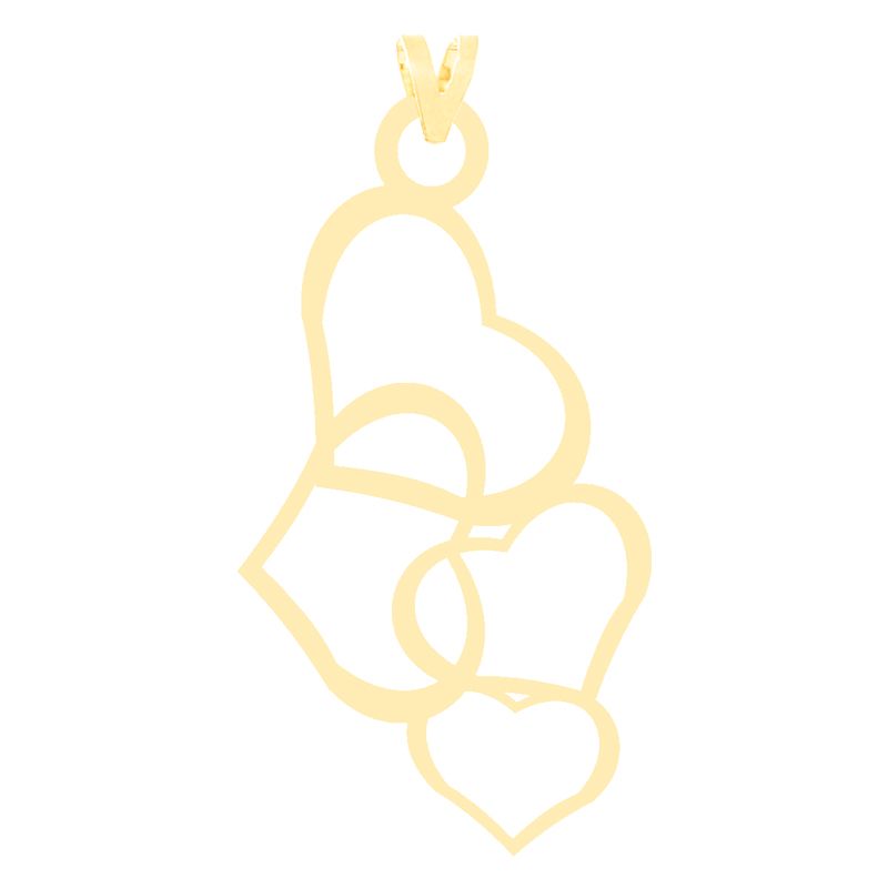 آویز گردنبند طلا 18 عیار زنانه کرابو طرح چهار قلب مدل Kr3159 -  - 1