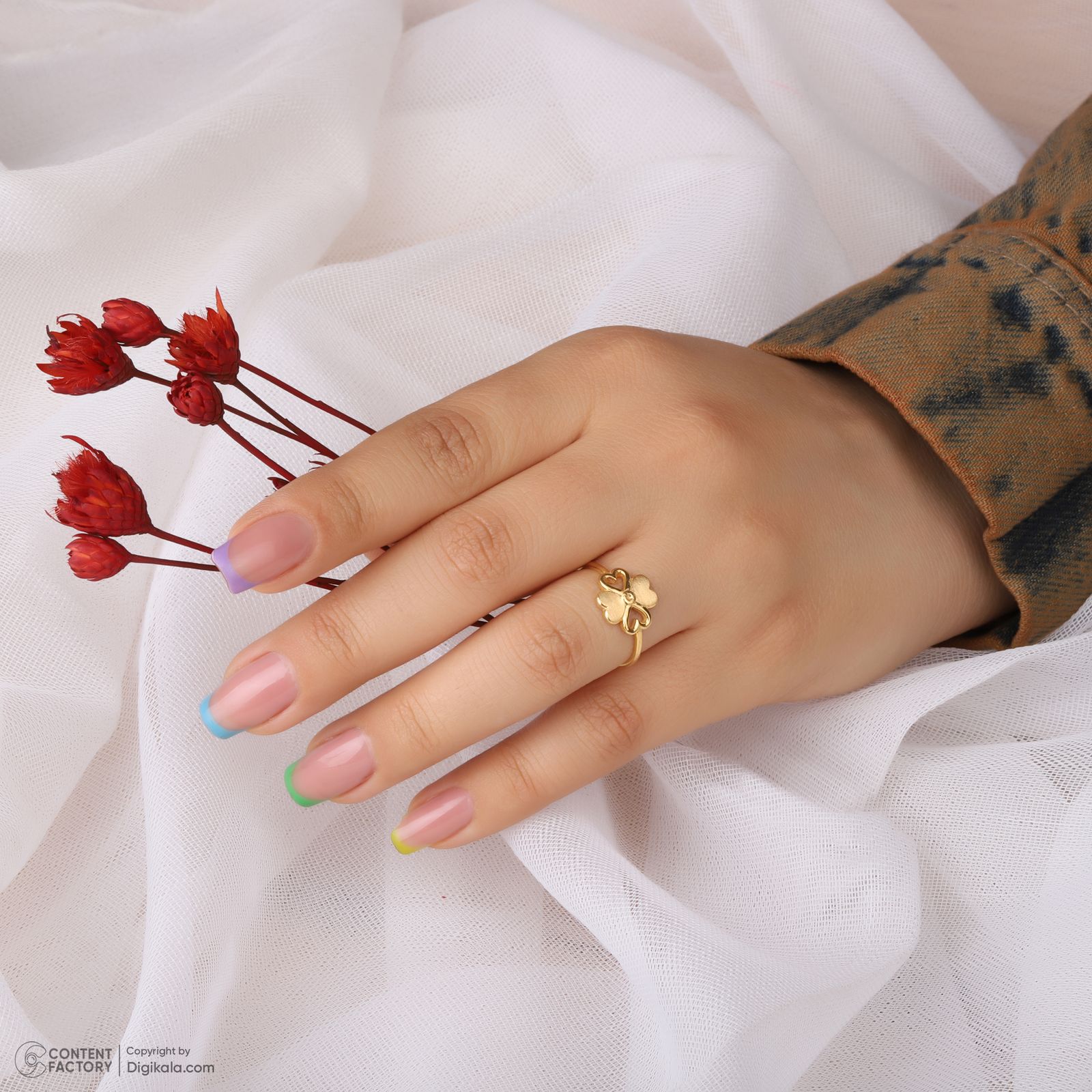 انگشتر طلا 18 عیار زنانه مطیع ها مدل 385 سایز 53 -  - 8