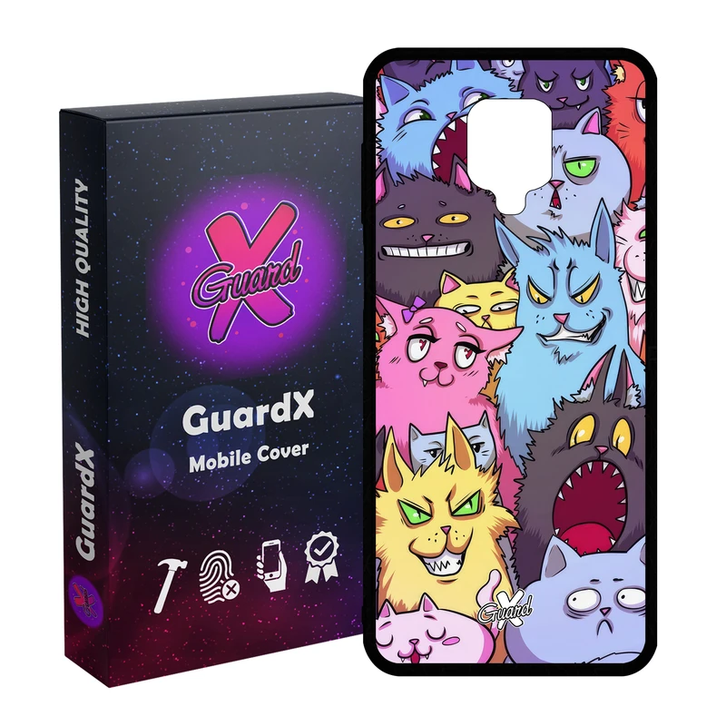 کاور گارد ایکس طرح گربه مدل Glass10578 مناسب برای گوشی موبایل شیائومی Redmi Note9 Pro/Note 9 Pro Max/Redmi Note 9S/MI Poco M2 Pro