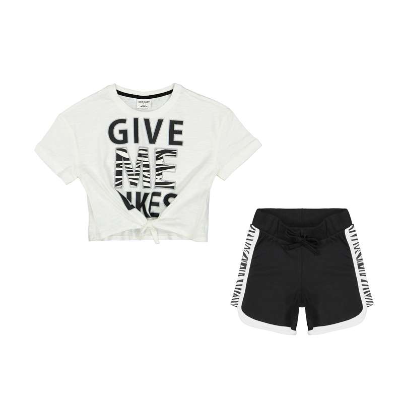 ست تی شرت و شلوارک دخترانه مدل  RT-855