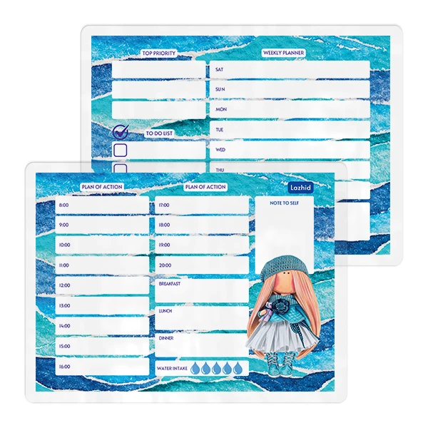 تخته وایت برد لاژید مدل پلنر برنامه ریزی کد PL031 سایز 20*30 سانتی متر مجموعه 2 عددی