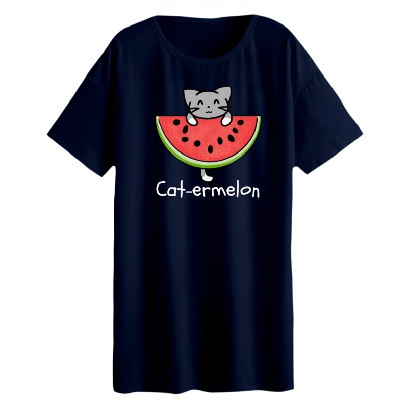 تی شرت لانگ زنانه مدل گربه یلدایی کد 2