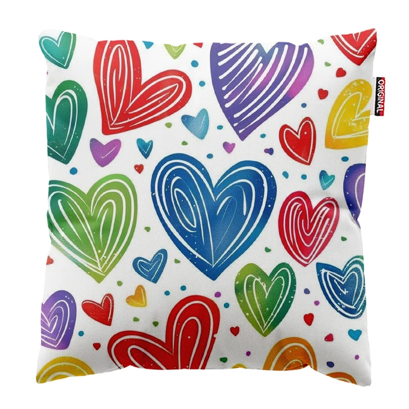  کوسن پاد آفرین طرح قلب های رنگی کد 3537 سایز 30*30 سانتی متر