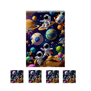 دفتر نقاشی فانتزی 50 برگ مدل فضانورد کد42 به همراه برچسب مجموعه 5 عددی