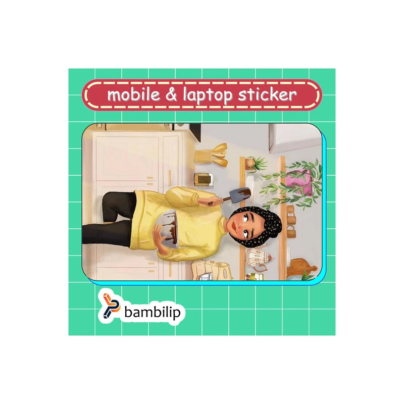 استیکر بامبیلیپ مدل کارت عابر طرح دختر کیک پز کد 6818714