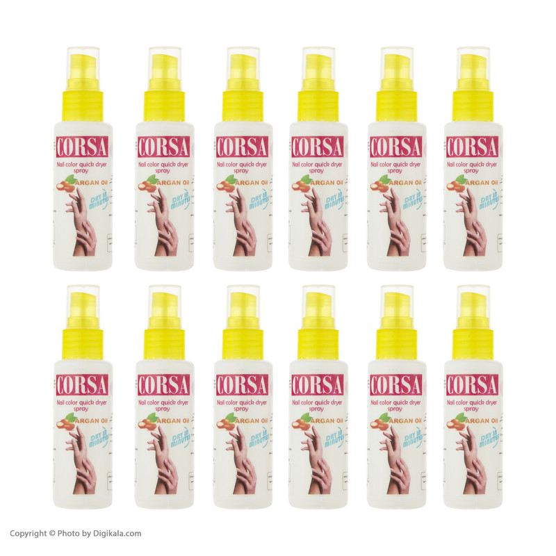 اسپری لاک خشک کن ناخن مدل Argan Oil حجم 50 میلی لیتر بسته 12 عددی