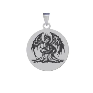 آویز گردنبند زنانه و مردانه هایکا مدل اژدها و کنده درخت کد ja.h 188