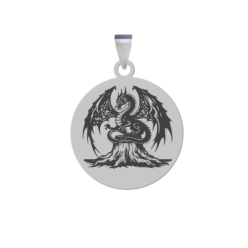 آویز گردنبند زنانه و مردانه هایکا مدل اژدها و کنده درخت کد ja.h 188