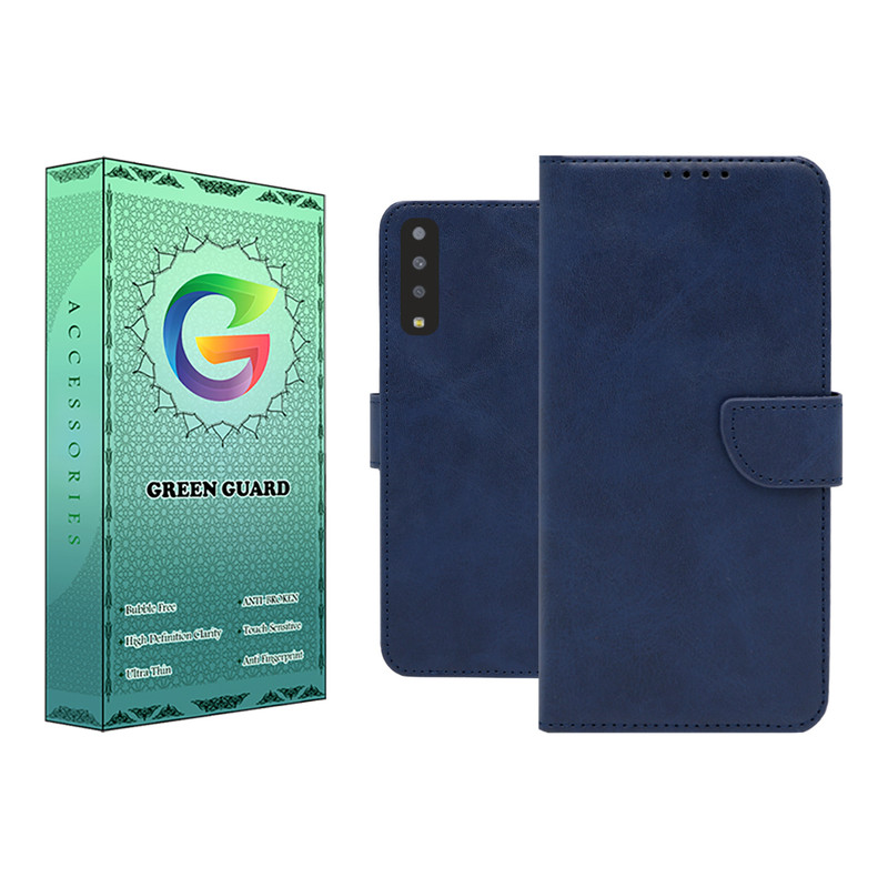 کیف کلاسوری گرین گارد مدل چرمی مگنتی کد Blue-B01 مناسب برای گوشی موبایل سامسونگ Galaxy A7 2018