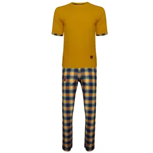 ست تی شرت و شلوار مردانه لباس خونه مدل طه 000920 کد 7637580 رنگ خردلی