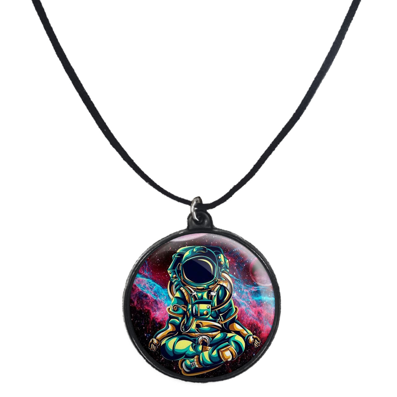 گردنبند پرمانه طرح فضانورد کد pmb.10437 مدل دو طرفه