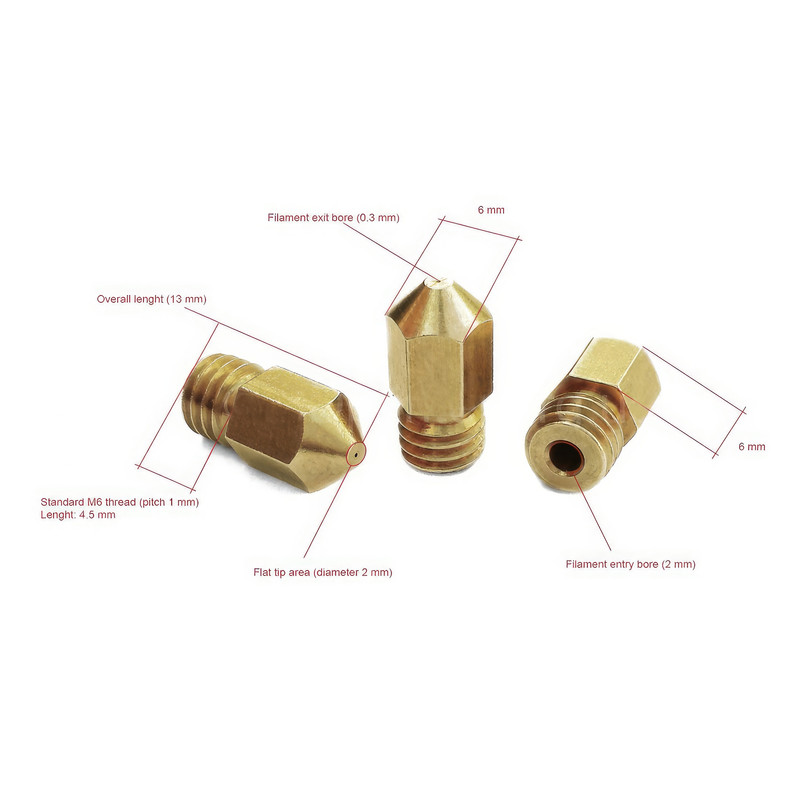 نازل پرینتر سه بعدی مدل MK8 کد brass02