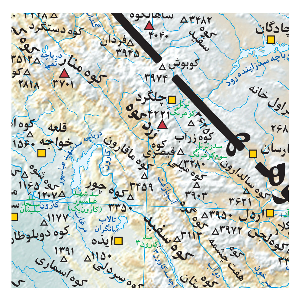نقشه ناهمواریها و حوضه رودخانه های ایران انتشارات گیتاشناسی نوین کد 1492