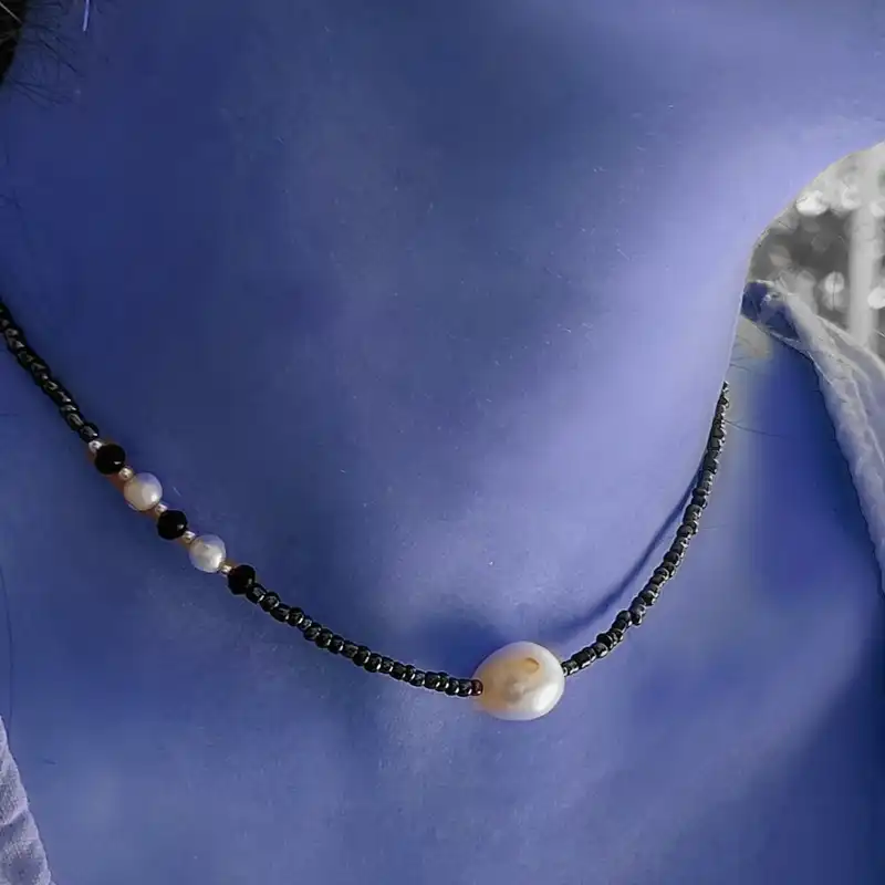 گردنبند نقره زنانه مدل مروارید باروک