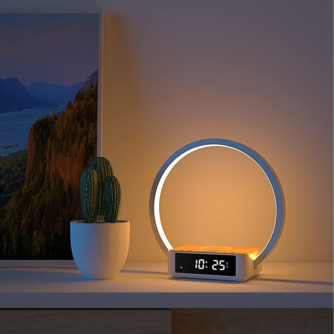 ساعت رومیزی دیجیتال مدل وایرلس شارژر چراغ لمسی