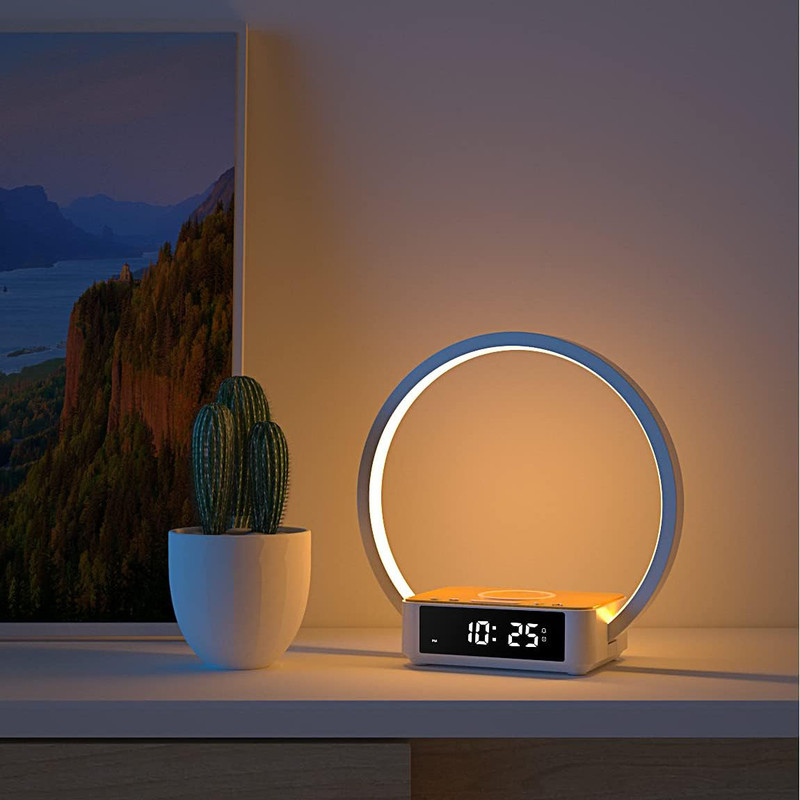 ساعت رومیزی دیجیتال مدل وایرلس شارژر چراغ لمسی