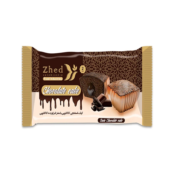 کیک اسفنجی دوقلو کاکائویی با مغز فراورده کاکائویی ژد - 60 گرم بسته 36 عددی