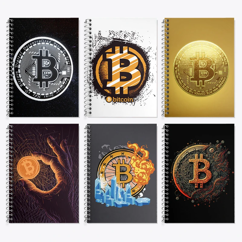 دفتر زبان 50 برگ خندالو مدل دو خط طرح بیت کوین (Bitcoin) کد 559 مجموعه 6 عددی