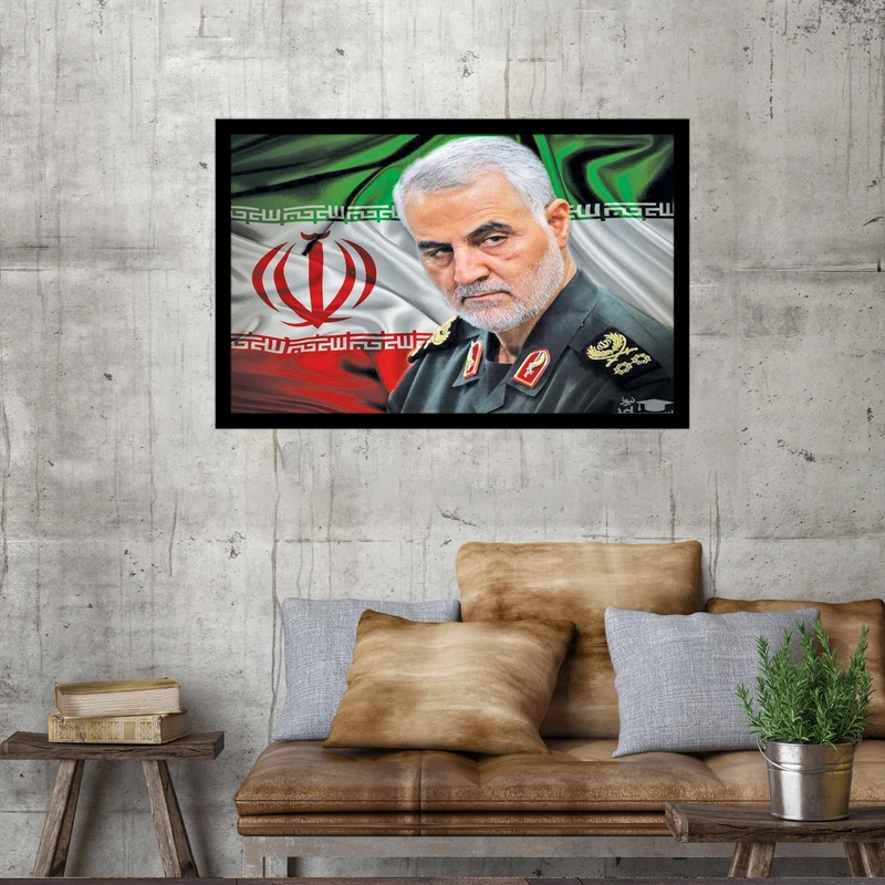تابلو بکلیت طرح شهید حاج قاسم سلیمانی مدل DY176 فریم مشکی