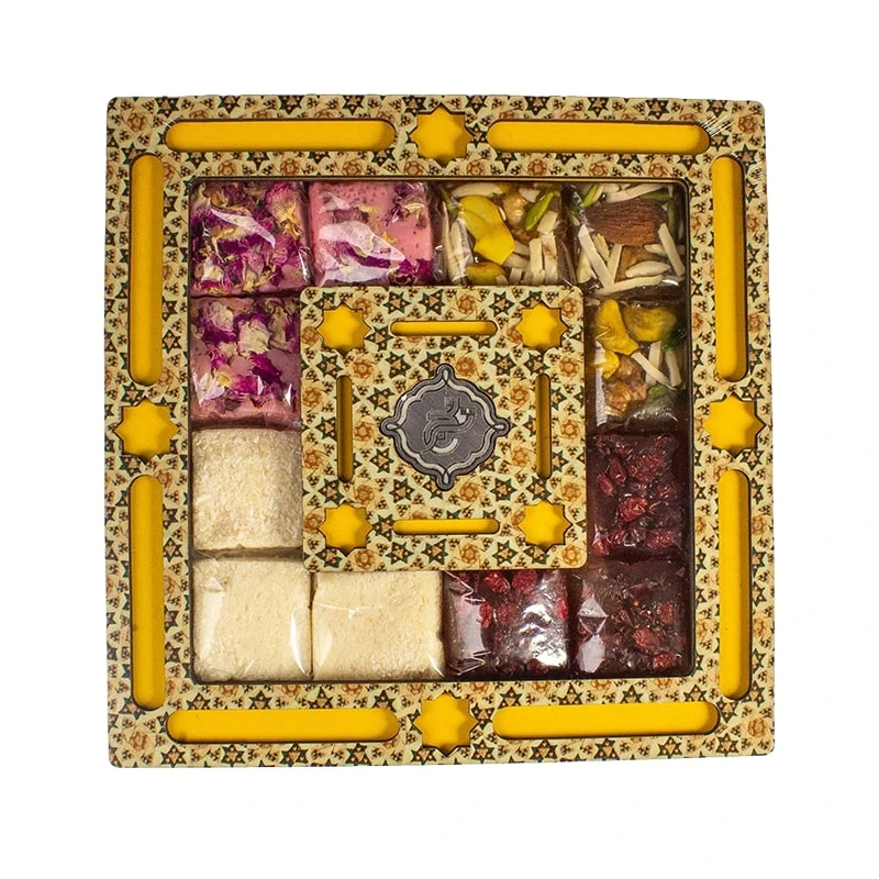 مسقطی ترکیبی جعبه چوبی آفتاب حلوا مسقطی لاری ترنج - 400 گرم