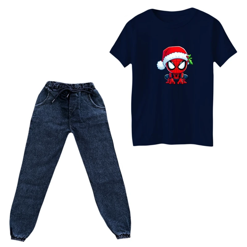 ست تی‌شرت و شلوار پسرانه مدل کریسمسی کد 01