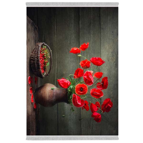 فرش پارچه‌ای دفه مدل فرشینه شانل مخمل طرح فانتزی کد 7042