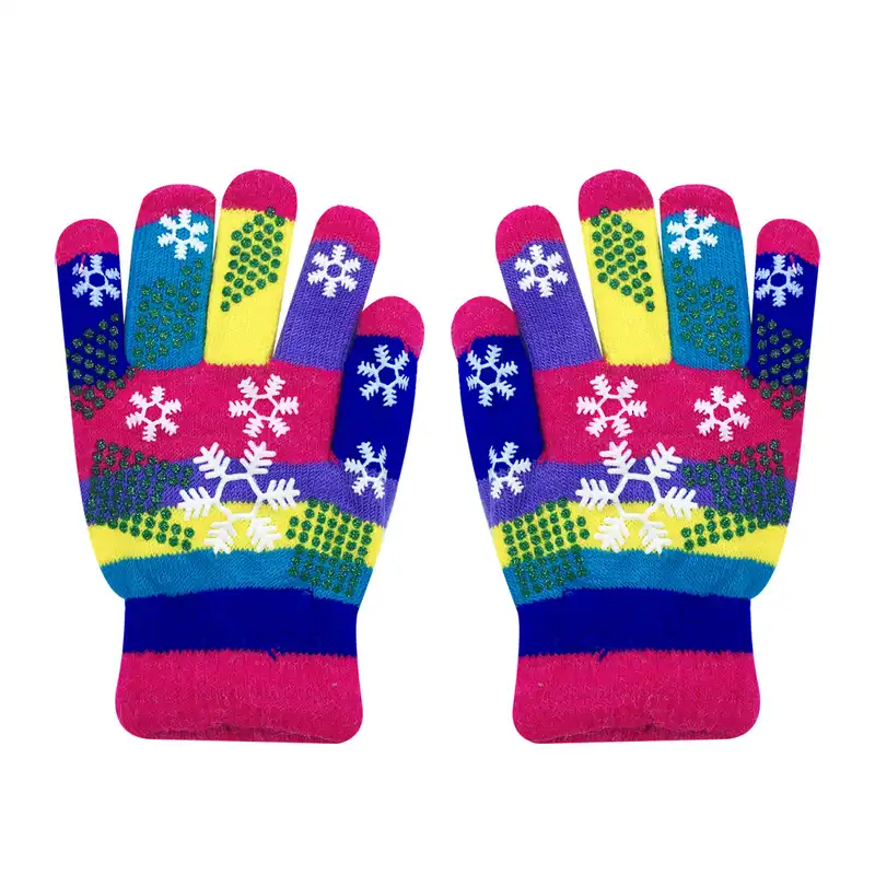 دستکش بافتنی دخترانه مدل برفی کد 1409