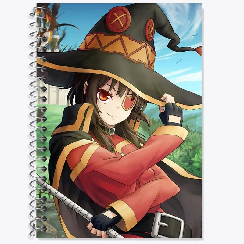 دفتر زبان 50 برگ خندالو مدل دو خط طرح مگومین انیمه کونوسوبا Konosuba کد 27332