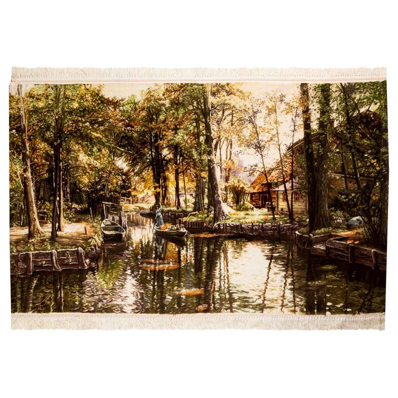 فرش دستباف دیوارکوب سی پرشیا مدل منظره کلبه و برکه کد 902793