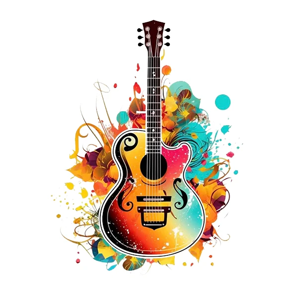  استیکر پارچه و لباس پاد آفرین طرح گیتار کد 4403