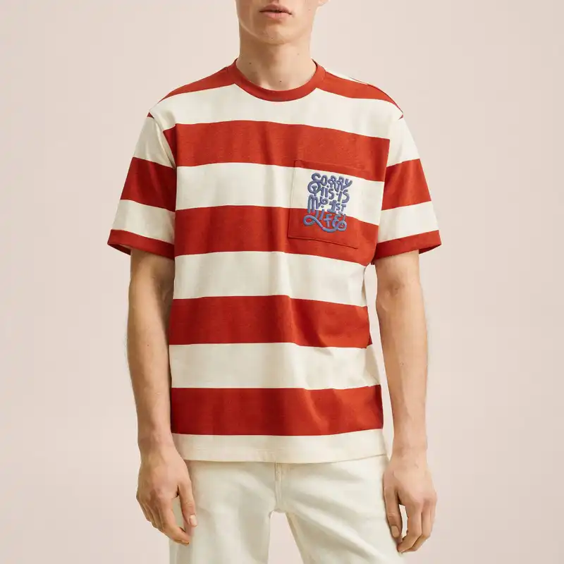 تی شرت آستین کوتاه مردانه مانگو مدل OR772RAD