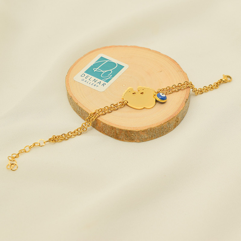 دستبند دخترانه دلنار گالری مدل ردپای نوزاد و چشم نظر