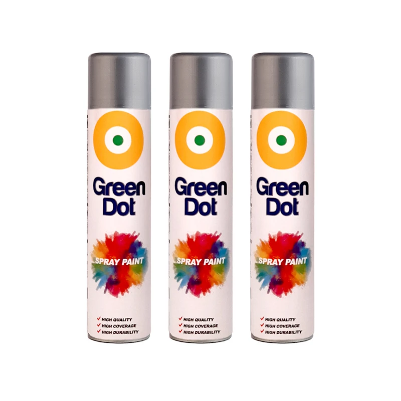 اسپری رنگ نقره ای گرین دات مدل 3 حجم 300 میلی لیتر مجموعه 3 عددی