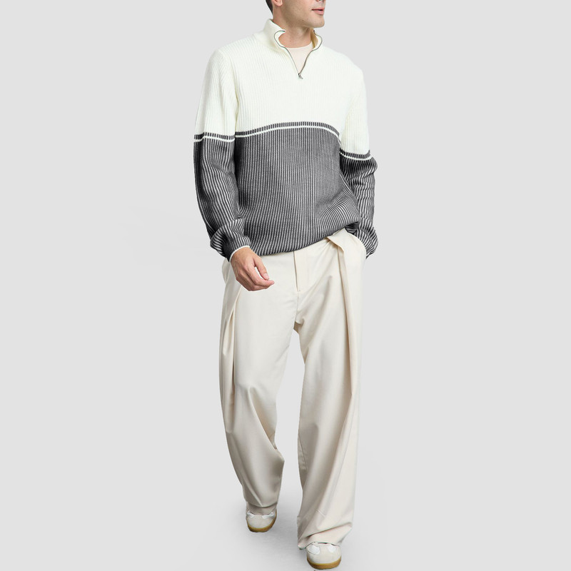 پلیور یقه ایستاده مردانه مدل 820012193 طرح ترندیول