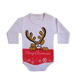 بادی آستین بلند نوزادی مدل Merry Christmass