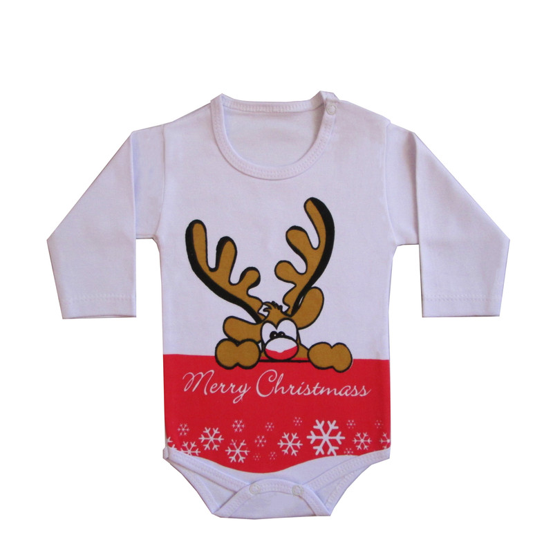 بادی آستین بلند نوزادی مدل Merry Christmass